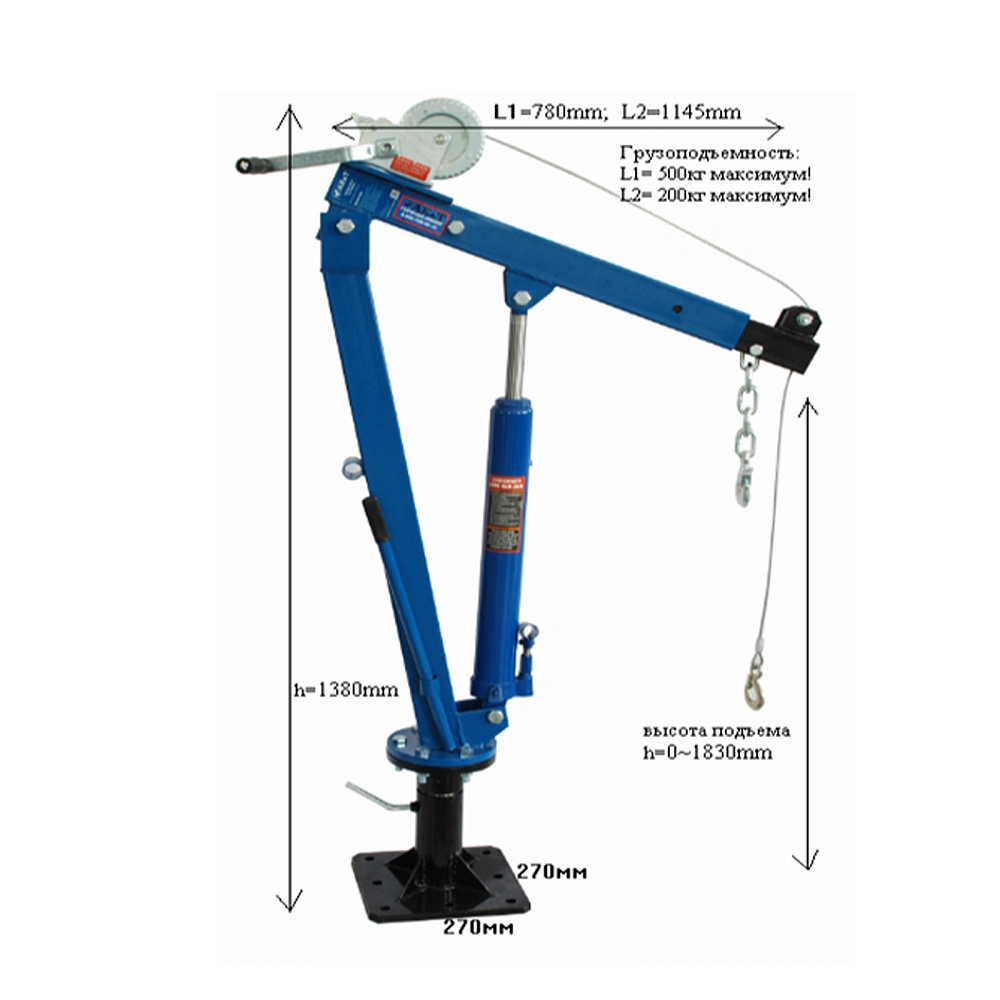 Гидравлический кран T62102A AE&T 500 кг с лебедкой